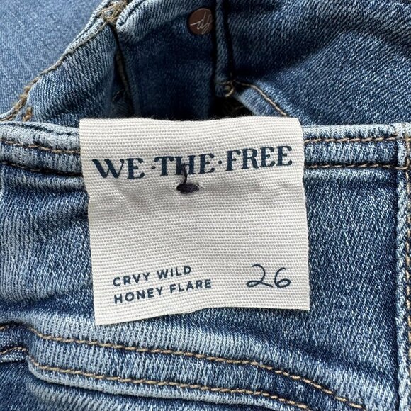 NWT Free People CRVY Wild Honey Denim Flare High Rise Jeans Blue - Picture 5 of 11